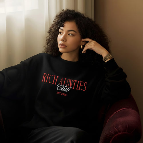 Rich Aunties Club Crew Neck Sweatshirt - Black