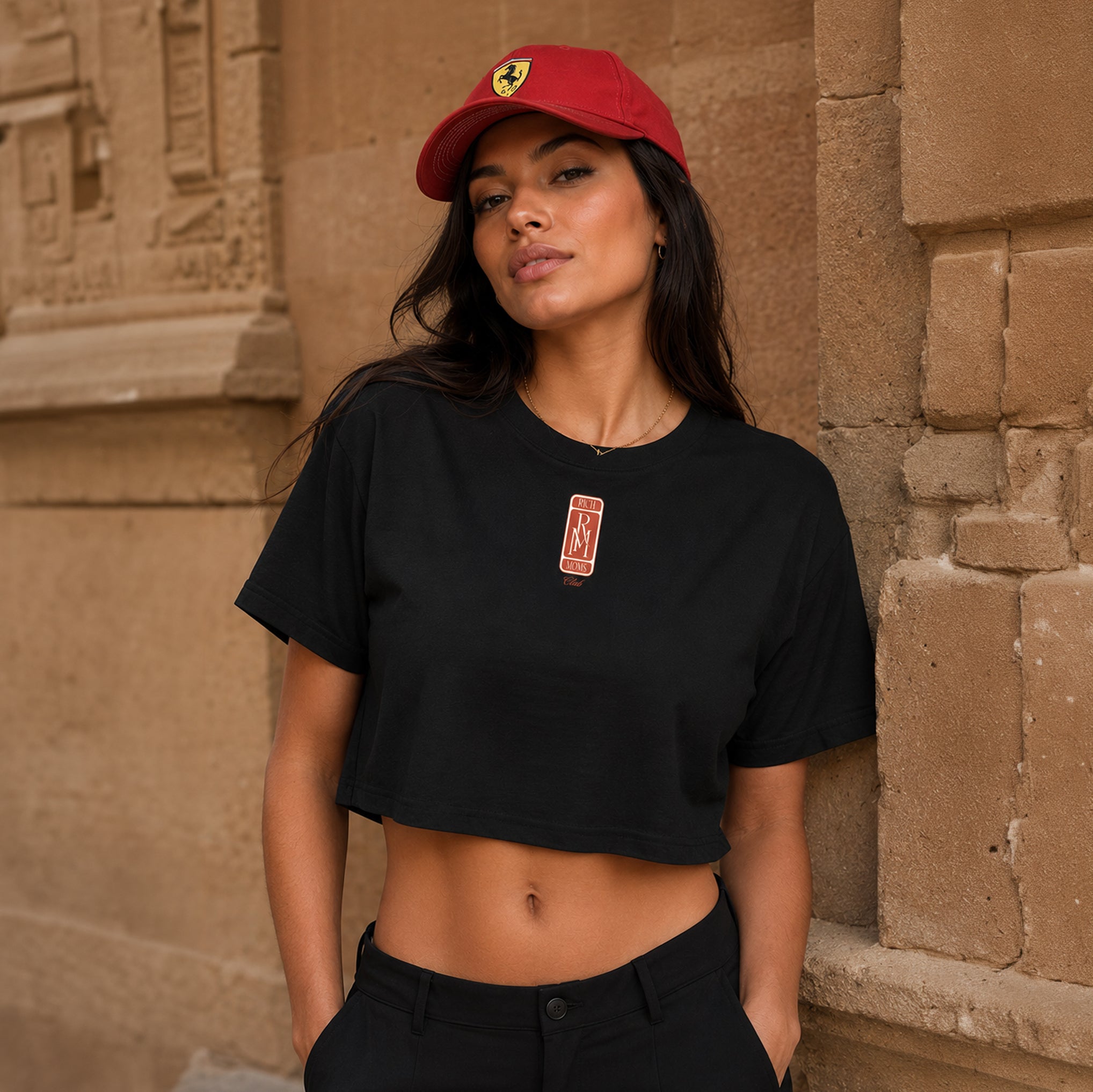 Rich Moms Club Black Crop Top Red